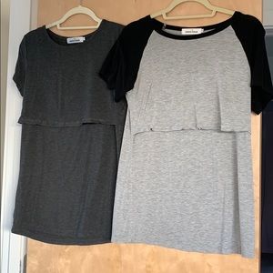 2 cotton maternity/nursing tops